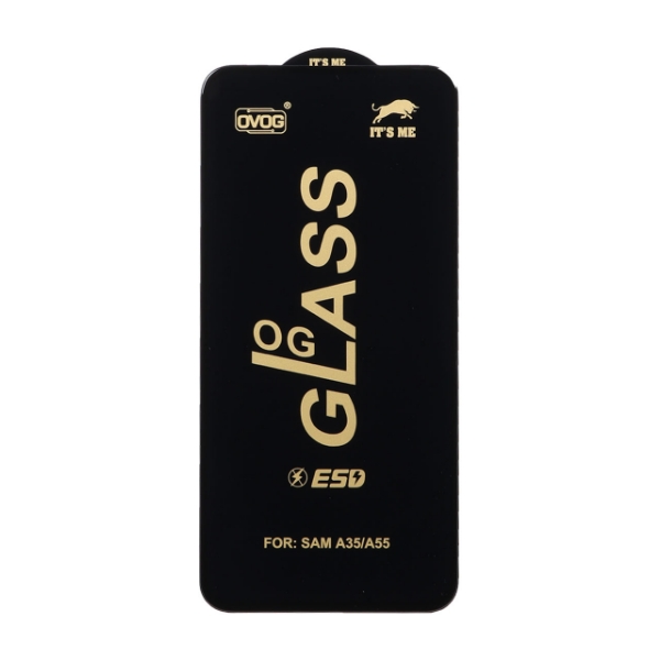 تصویر  محافظ صفحه نمایش شیشه ای درجه یک Full Cover OG - ESD OVOG مدل Samsung Galaxy A55 - مشکی