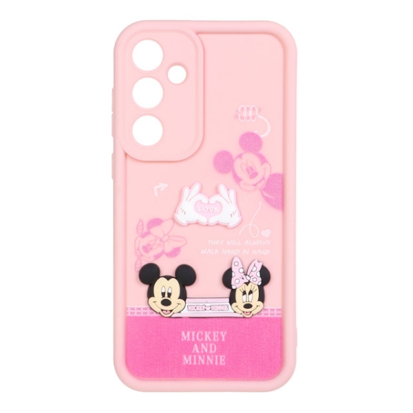 تصویر  قاب Solid Case برجسته Micky&Minnie مدل Samsung Galaxy A55 - صورتی