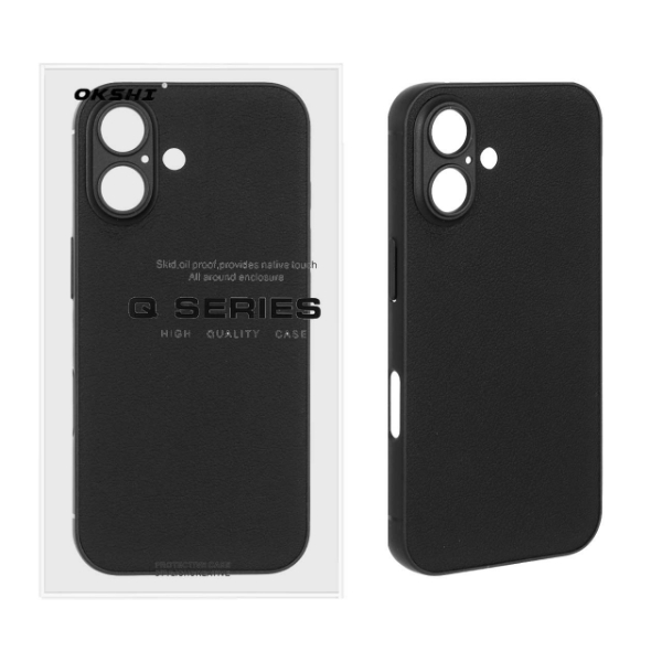 تصویر  قاب اورجینال Q Series چرم محافظ لنزدار Apple iPhone 16 - مشکی 