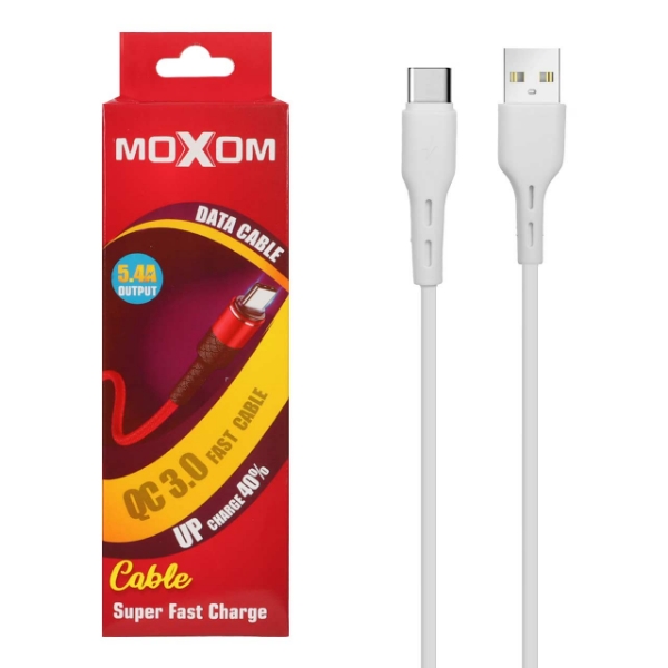 تصویر  کابل شارژ فست Moxom Type-C - سفید 