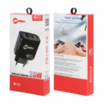 تصویر  شارژر دیواری سوپر فست و PD دو پورت Miller مدل M-72 38W به همراه کابل شارژ Type-C - مشکی
