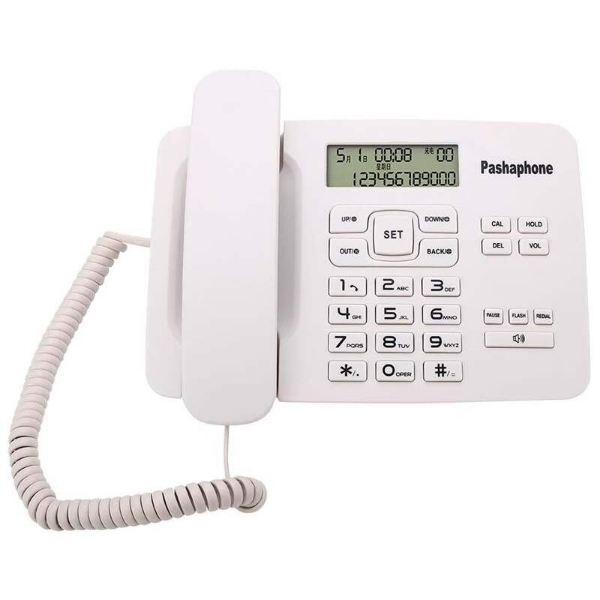 تصویر  تلفن رومیزی پاشافون Pashaphone KX-T7001CID سفید
